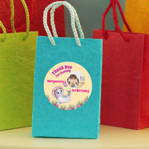 Cute Whimsical Floral Sea Lion Girly Photo  Classic Round Sticker