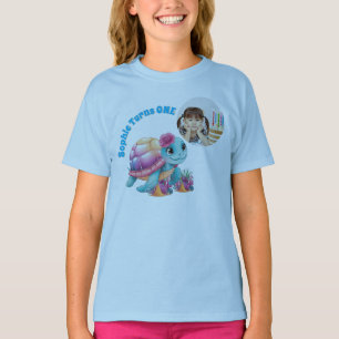 Cute Whimsical Floral Sea Turtle Photo Birthday T-Shirt