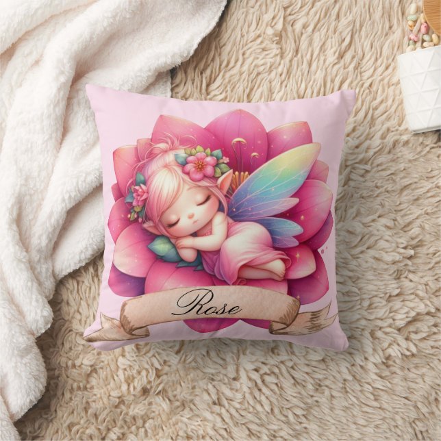 Cute Whimsical Floral Sweet Dreams Sleeping Fairy Cushion (Blanket)