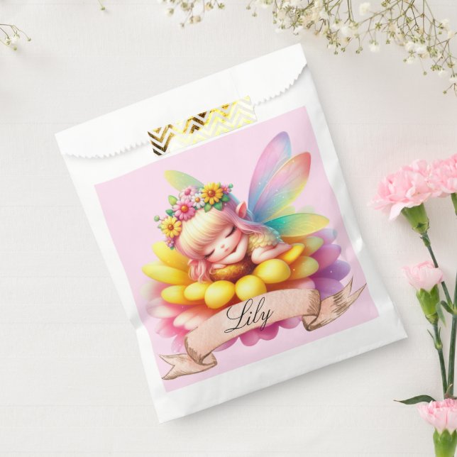 Cute Whimsical Floral Sweet Dreams Sleeping Fairy Favour Bags (Sealed)