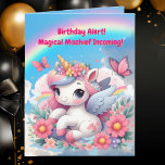 Cute Whimsical Floral Unicorn Girly Kids Birthday  Card<br><div class="desc">Make a little one's special day magically unforgettable with this adorable floral unicorn birthday card! Featuring a sweet pastel unicorn surrounded by blooming flowers, sparkles, and a whole lot of whimsy, this card is perfect for any unicorn-loving kid who believes in magic, rainbows, and cake for breakfast. Matching items available...</div>