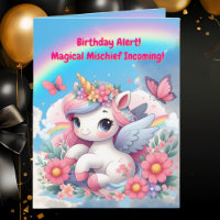 Cute Whimsical Floral Unicorn Girly Kids Birthday