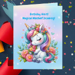 Cute Whimsical Floral Unicorn Girly Kids Birthday  Card<br><div class="desc">Make a little one's special day magically unforgettable with this adorable floral unicorn birthday card! Featuring a sweet pastel unicorn surrounded by blooming flowers, sparkles, and a whole lot of whimsy, this card is perfect for any unicorn-loving kid who believes in magic, rainbows, and cake for breakfast. Matching items available...</div>
