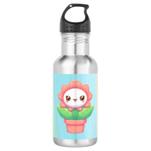 Cute, whimsical flower in pot 532 ml water bottle
