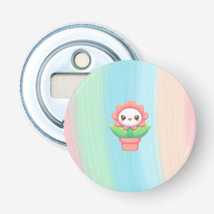 Cute, whimsical flower in pot bottle opener