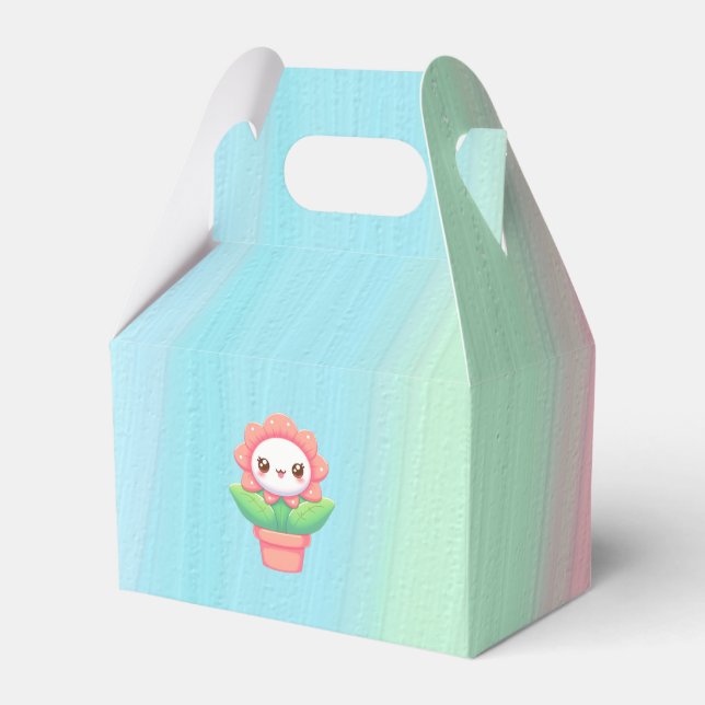 Cute, whimsical flower in pot favour box (Front Side)