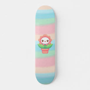 Cute, whimsical flower in pot skateboard