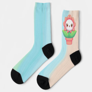 Cute, whimsical flower in pot socks