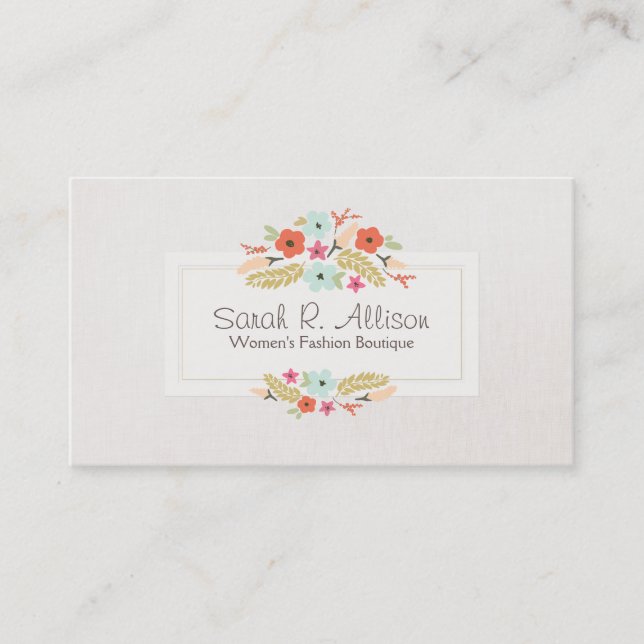 Cute Whimsical Flowers Pastel Floral Bouquet Business Card (Front)