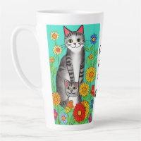 Cute Whimsical Folk Art Cat and Kitten Quote