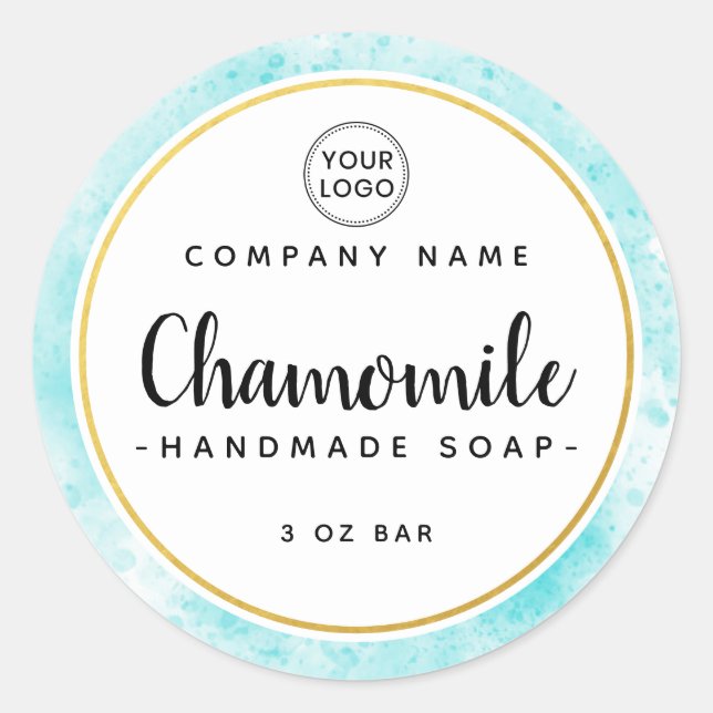 Cute whimsical font blue watercolor product label (Front)