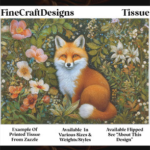 Cute Whimsical Forest Fox, Flowers ET9R Decoupage  Tissue Paper