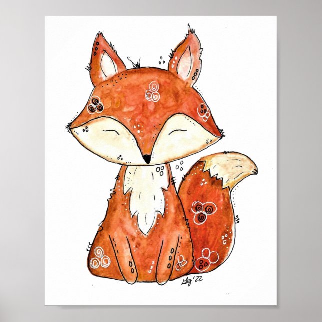 Cute Whimsical Fox Poster (Front)