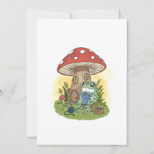 Cute Whimsical Frog Knitting Illustration Invitation