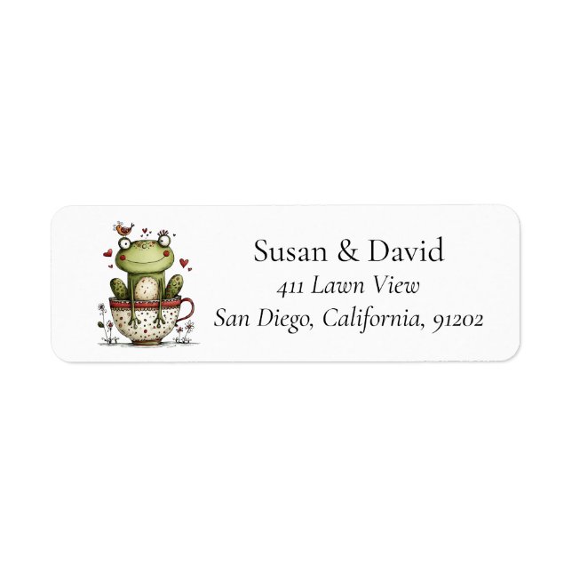 Cute Whimsical Frog Teacup Bird Garden (Front)