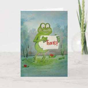 Cute Whimsical Frog 'Thanks' Paper Greeting Card