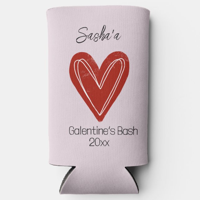 Cute Whimsical Galentine's Day Seltzer Can Cooler (Front)