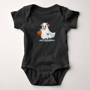 Cute, whimsical, ghost cow baby bodysuit