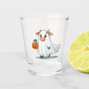 Cute, whimsical, ghost cow shot glass