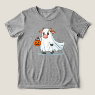Cute, whimsical, ghost cow Tri-Blend shirt