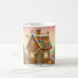 Cute, whimsical gingerbread house coffee mug