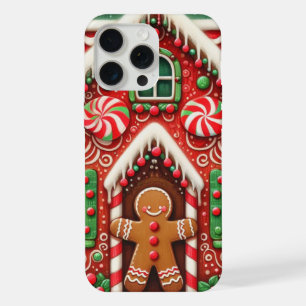 Cute, whimsical gingerbread man & house iPhone 15 pro max case