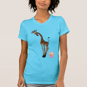 Cute Whimsical Giraffe and Cupcake T-Shirt