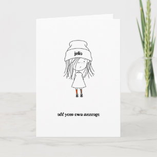 Cute Whimsical Girl Add Your Name And Your Message Card