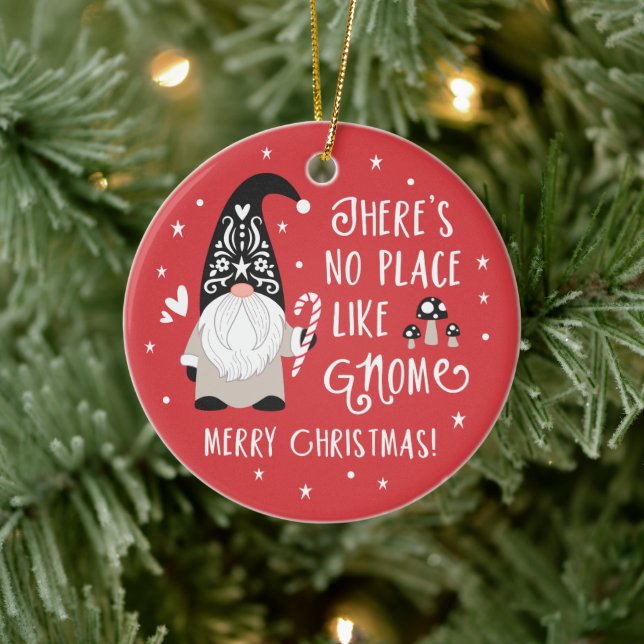 Cute Whimsical Gnome Christmas   Ceramic Tree Decoration (Tree)