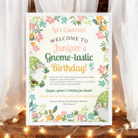 Cute Whimsical Gnome First Birthday Welcome