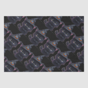 Cute whimsical Halloween black cat Tissue Paper