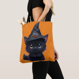 Cute whimsical Halloween black cat Tote Bag