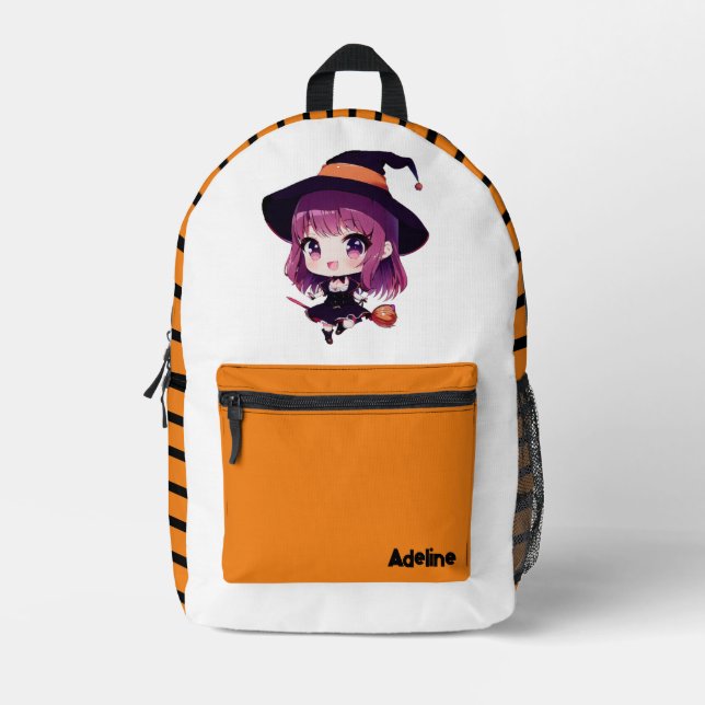 Cute/Whimsical Halloween/fall witch Printed Backpack (Front)
