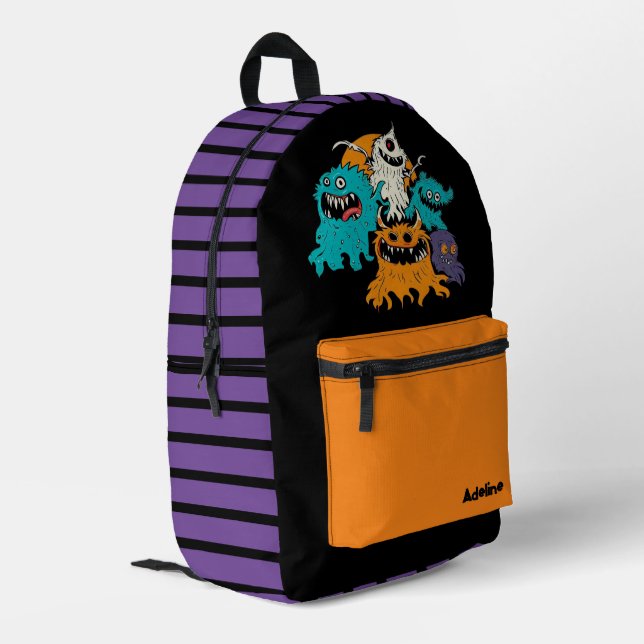 Cute/Whimsical Halloween monster Printed Backpack (Back Corner Left)