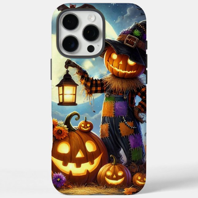 Cute, Whimsical Halloween scarecrow & pumpkins Case-Mate iPhone Case (Back)
