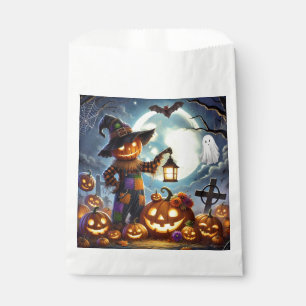 Cute, Whimsical Halloween scarecrow & pumpkins Favour Bags