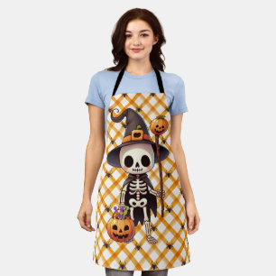 Cute, Whimsical Halloween skeleton Apron