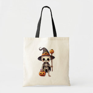 Cute, Whimsical Halloween skeleton Tote Bag