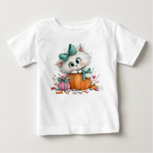 CUTE WHIMSICAL HALLOWEEN THEMED KITTY CAT BABY T-Shirt
