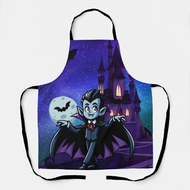Cute, whimsical Halloween vampire Apron (Front)