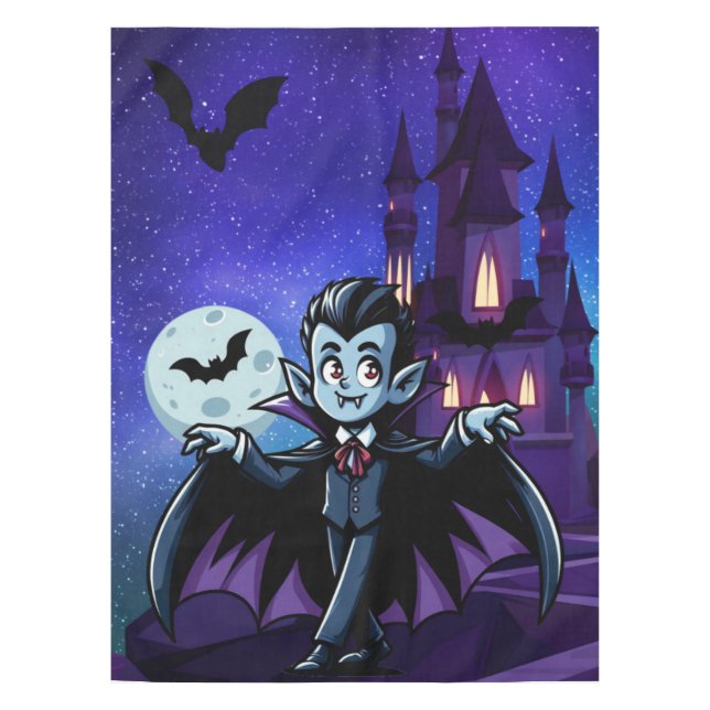 Cute, whimsical Halloween vampire Tablecloth (Front)