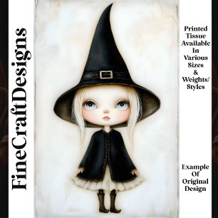 Cute Whimsical Halloween Witch Girl M6 Decoupage Tissue Paper