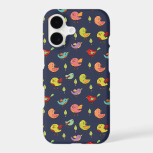 Cute Whimsical Hand-Drawn Birds Pattern