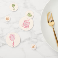 Cute Whimsical Hand-drawn Birthday Table Confetti