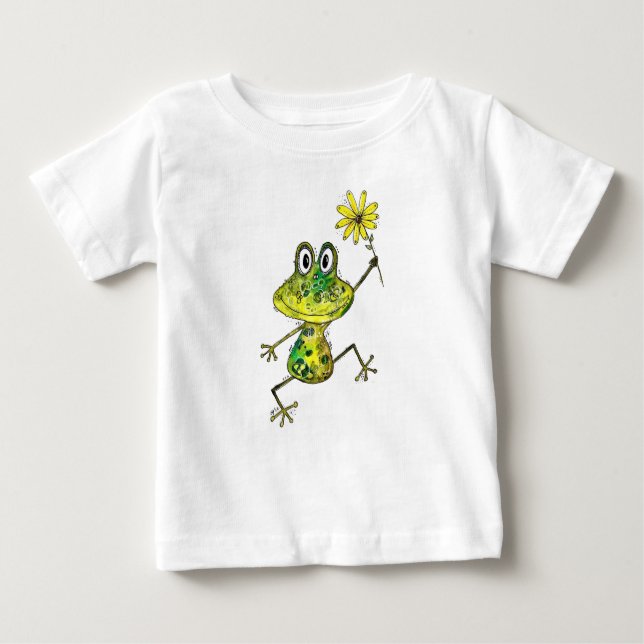 Cute Whimsical Happy Frog Baby T-Shirt (Front)
