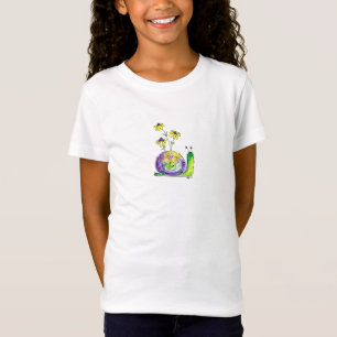 Cute Whimsical Happy Snail with Yellow Flowers T-Shirt