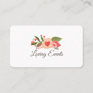Cute & Whimsical Heart Floral Watercolor Business Card
