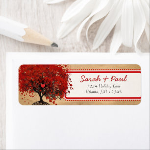 Cute Whimsical Heart Leafed Tree Red Pink Dots