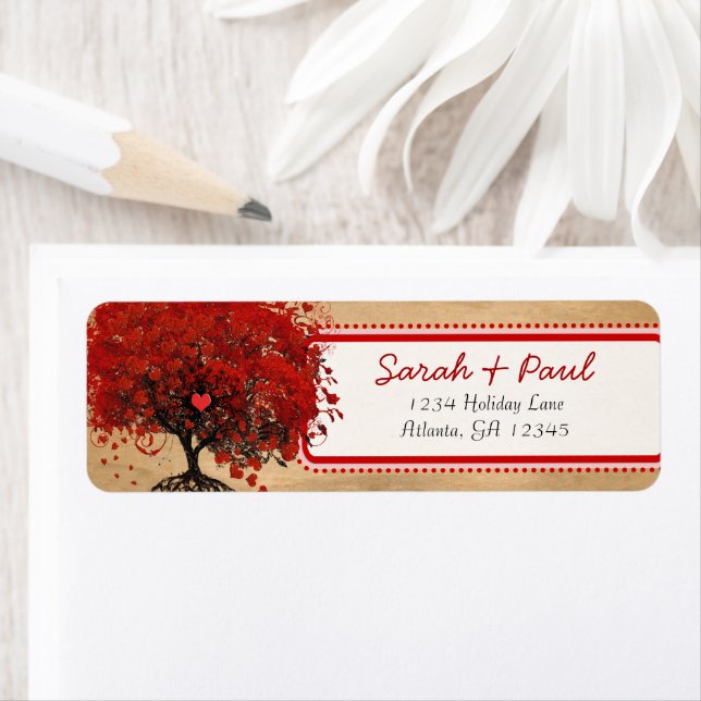 Cute Whimsical Heart Leafed Tree Red Pink Dots (Insitu)