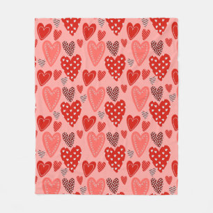 Cute Whimsical Hearts  Fleece Blanket